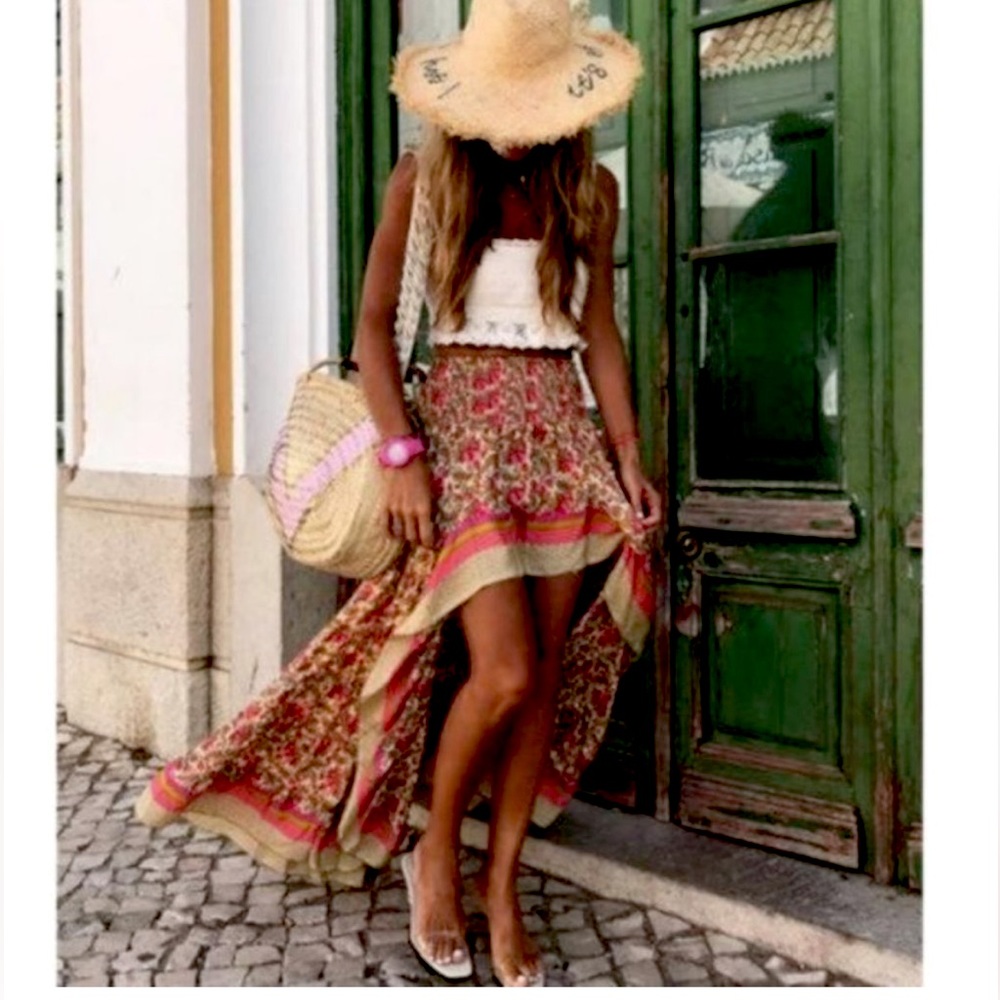 New Bohemian Hi Low Midi Maxi Festival Skirt